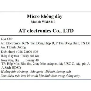 Thong so ky thuat Micro khong day boston wms210 daudio