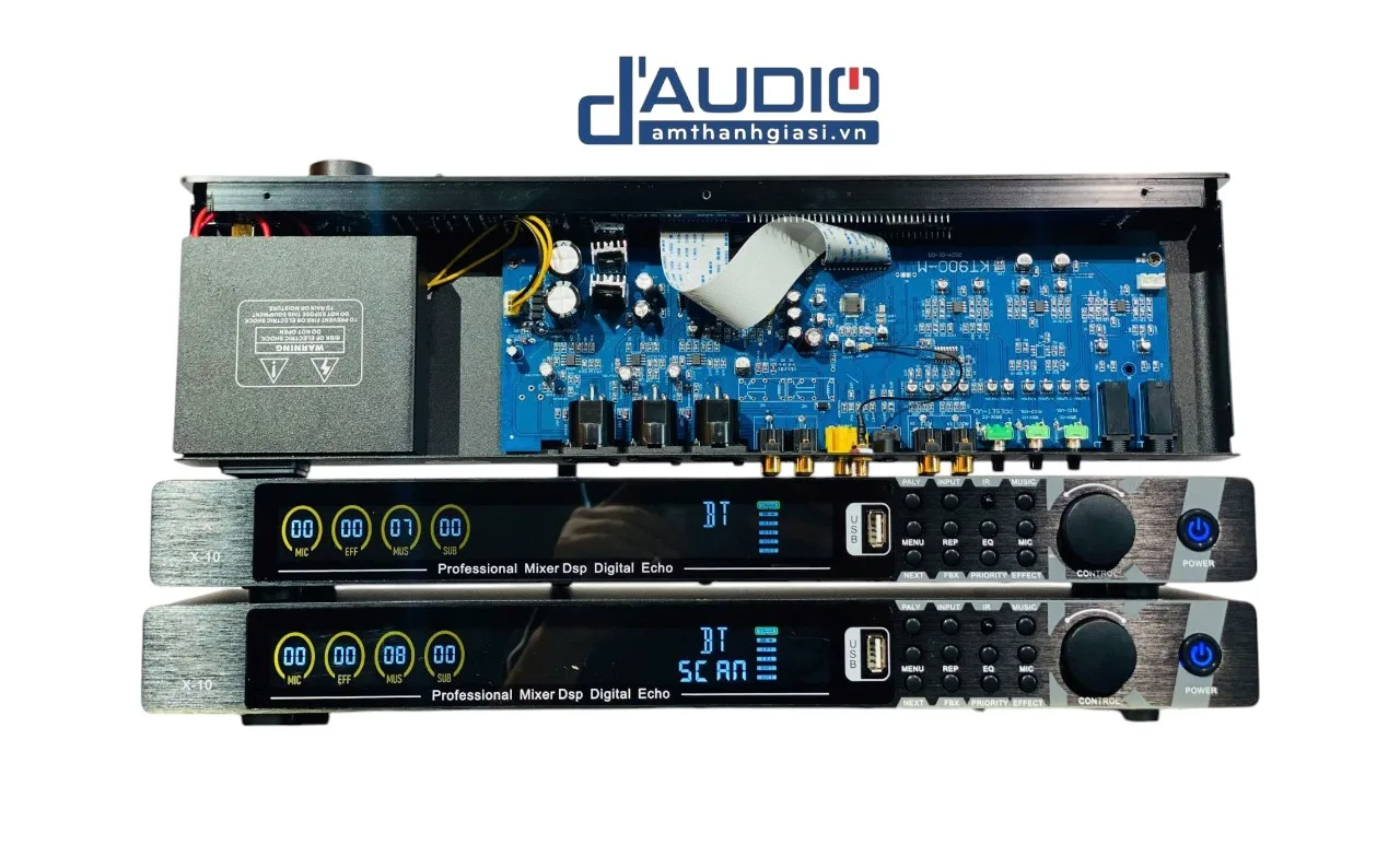 Vang Cơ Lai Số X10 Chống Hú 4 Cấp Echo Và Reverb Cực Mượt Mà, Chống Hú Tự Động, Chế Độ Effect, Tích Hợp 2 Cổng Mic