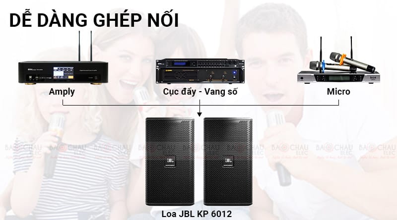 Loa JBL KP-6012 thích hợp với nhiều không gian nghe nhạc như karaoke gia đình, âm thanh phòng họp, hội tur7o7ng2, sân khấu, quán bar