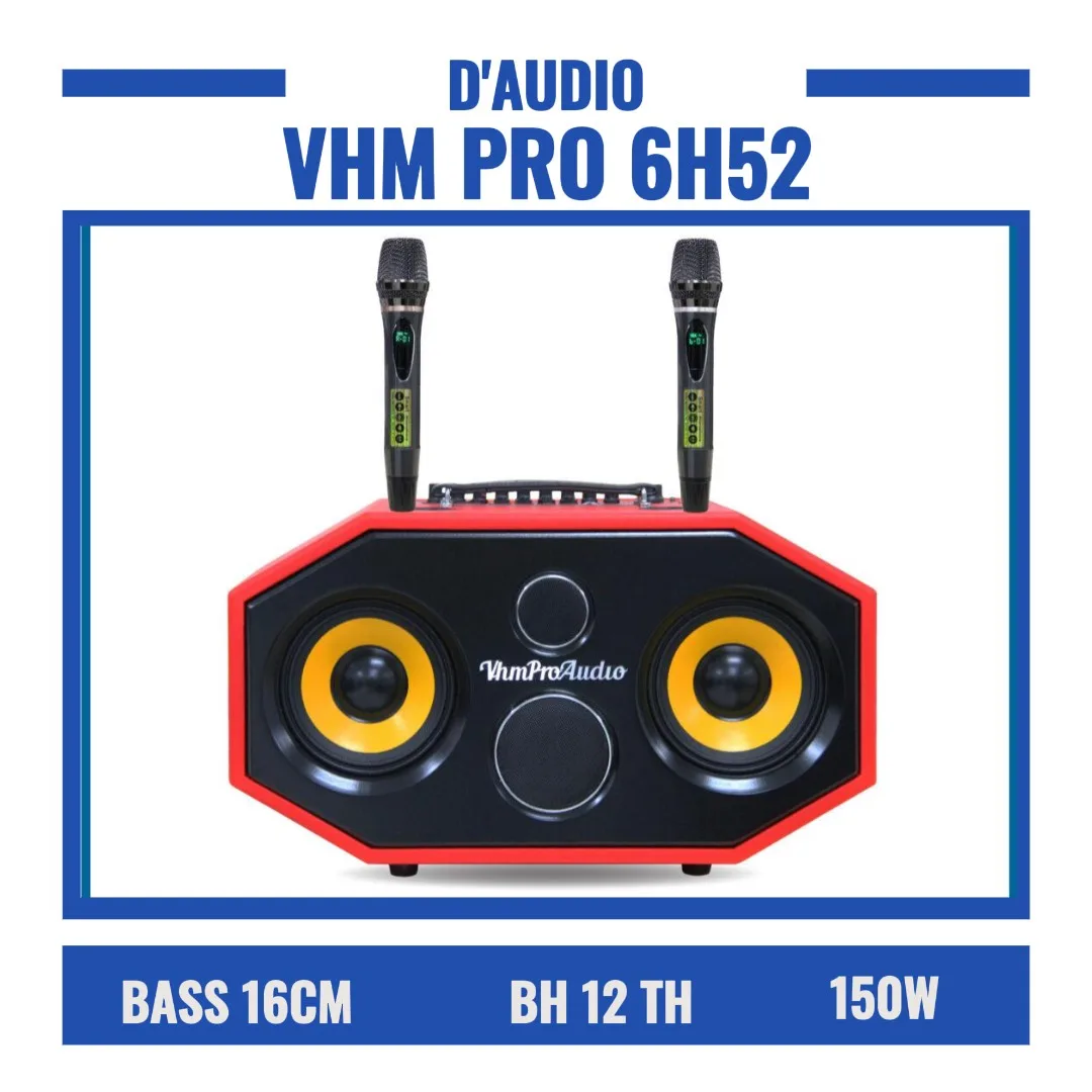 Loa karaoke xách tay Pro 6H52 |100W| Bass 1.6cm*2 | Đỏ/Nâu 1 Loa karaoke xách tay Pro 6H52