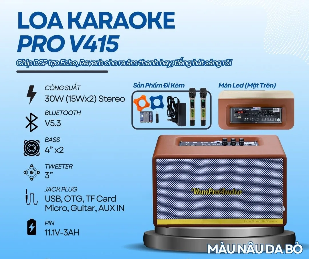 Loa karaoke xách tay Pro V415 | Chip DSP | BH 12 tháng - Ảnh 7