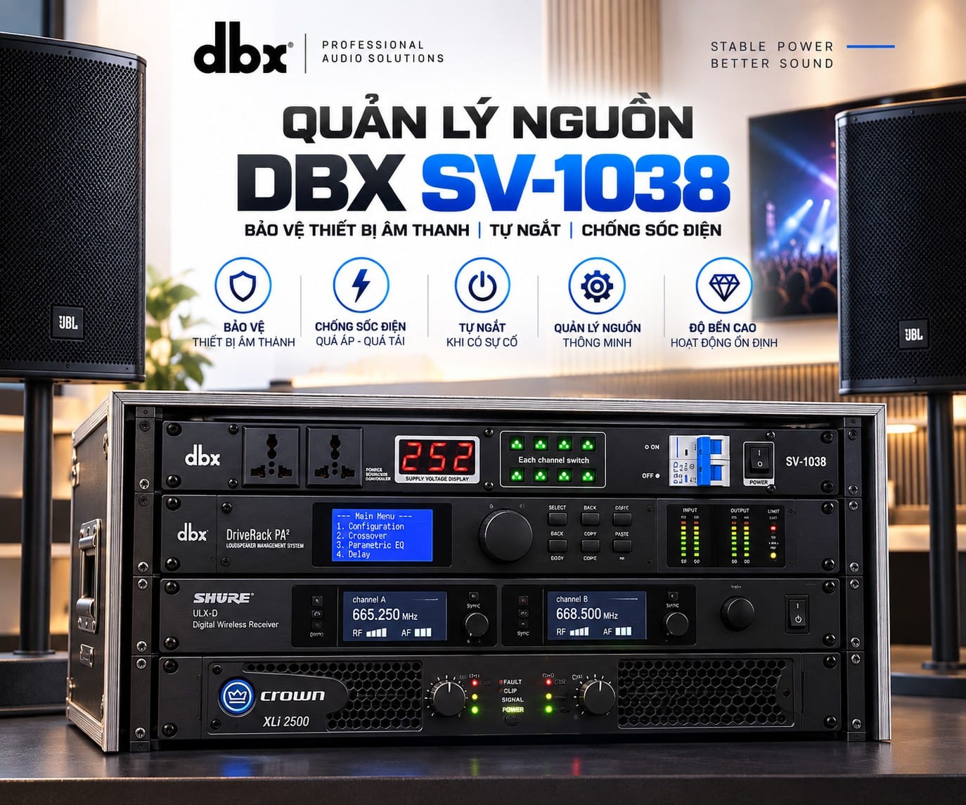 Bộ Quản Lý Nguồn DBX SV-1038 chính hãng | Automat Tự Ngắt, Chống Chập, Bảo Vệ Dàn Âm Thanh. 11 5c06d17f 7c48 4dcb 96f1 f6622d329a3f