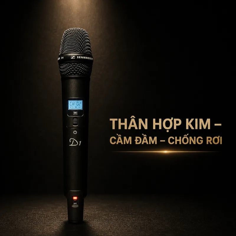 Sennheiser D1 – Micro Không Dây Cao Cấp chuẩn Gia Đình và Sự kiện (2026) 25 tay cầm Micro khong day Sennheiser D1 chinh hang