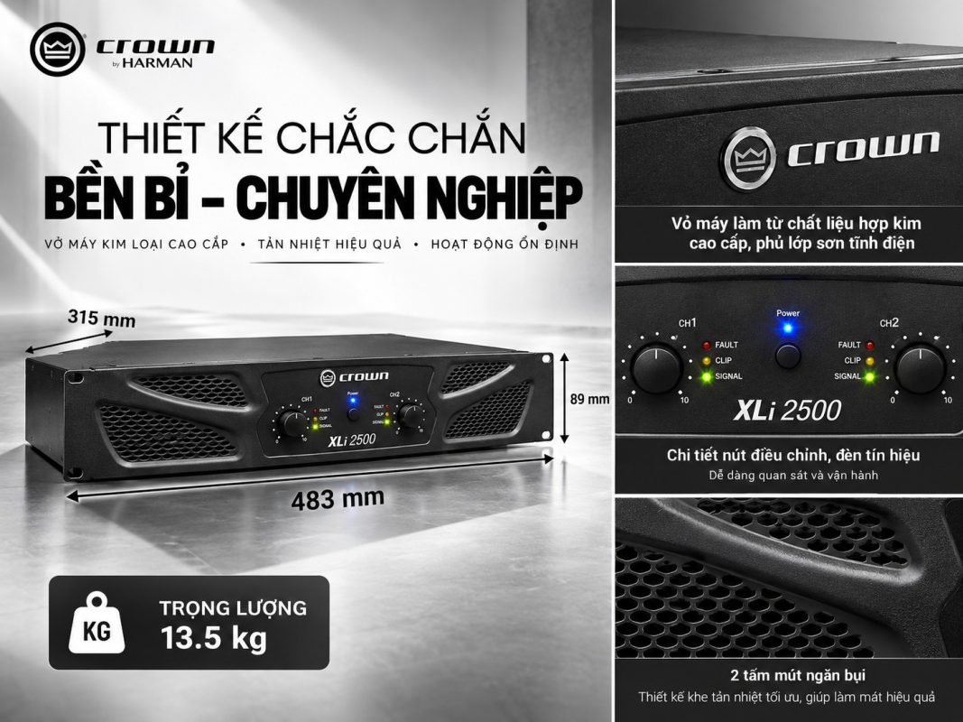 Thiết kế Cục đẩy công suất Crown XLi 2500