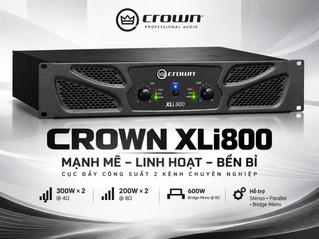 Cục Đẩy Công Suất Crown XLi800 | 2*300W/Kênh | Class AB 13 Cục đẩy công suất Crown XLi800